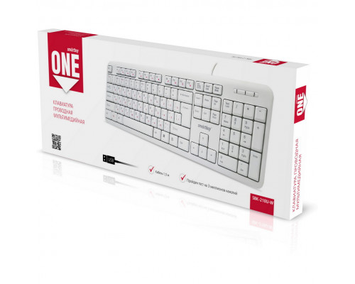 Клавиатура проводная мультимедийнная Smartbuy ONE 210 USB (SBK-210U-W/20) белая SMARTBUY