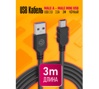 Кабель MiniUSB BK06A 3M BLACK 1PC/POLYBAG