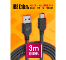 Кабель MiniUSB BK06A 3M BLACK 1PC/POLYBAG