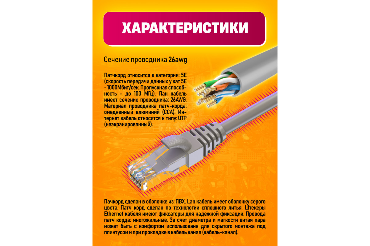 Интернет кабель RJ45, CAT 5E патч-корд E5 1PC/POLYBAG 1M купить оптом в  магазине мобилак | mobilak.ru