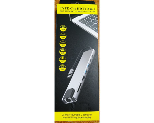 Type-c-концентратор 8 портов, хаб Type-C, USB, micro SD 3.0 для MacBook HB44