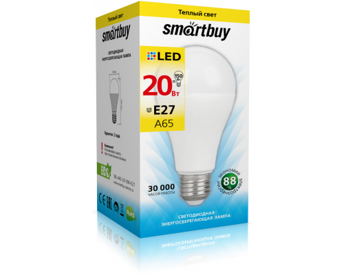 Светодиодная лампа A65-20W/3000/E27 теплый свет SMARTBUY
