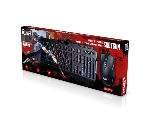 Набор игровой (клавиатура, мышь, коврик) RUSH SHOTGUN SBC-307728G-K черный SMARTBUY