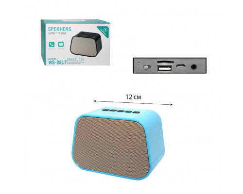 Колонка BLUETOOTH WS-2817 синий (AUX, USB, TF Card, MIC, microUSB) съёмный а (скидка 10 процентов)
