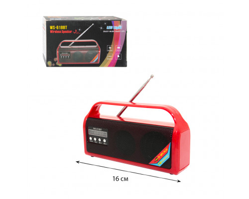 Колонка BLUETOOTH WS-618BT красный (AUX, USB, FM, TF Card, miniUSB, LED Ligh (скидка 10 процентов)