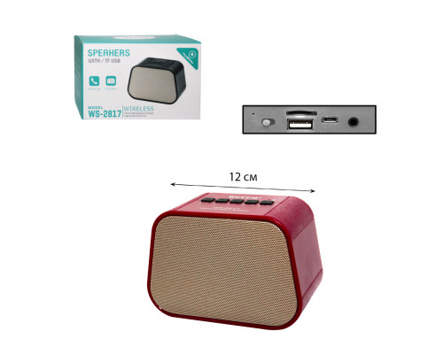 Колонка BLUETOOTH WS-2817 красный (AUX, USB, TF Card, MIC, microUSB) съёмный (скидка 50 процентов)