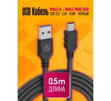 Кабель MiniUSB BK06A 0,5M BLACK 1PC/POLYBAG