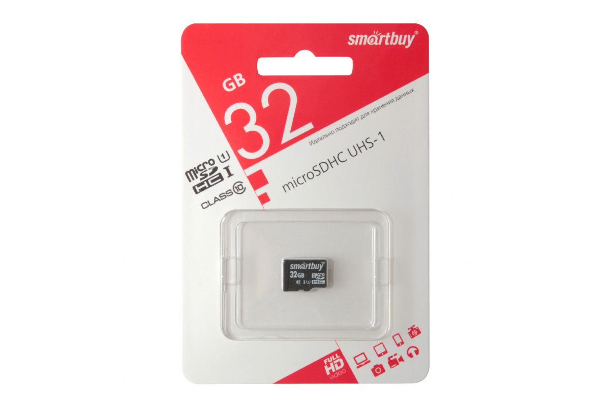 32GBmicroSDHCClass10UHS-I(SB32GBSDCL10-00)безадаптераSMARTBUY