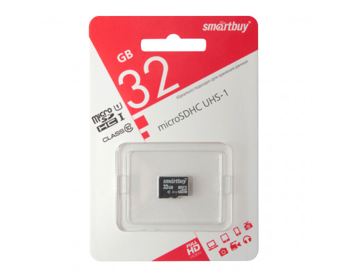 32GB microSDHC Class10 UHS-I (SB32GBSDCL10-00) без адаптера SMARTBUY