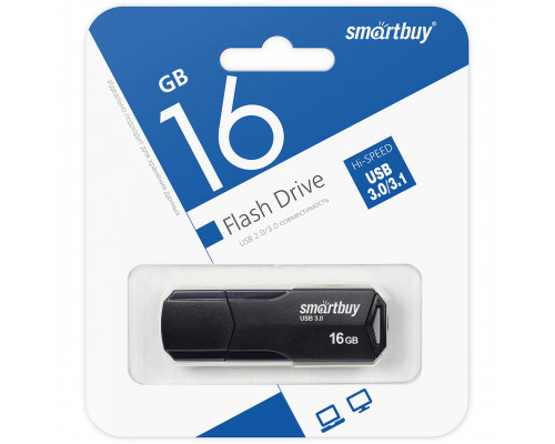 16GB USB 3.0/3.1 CLUE Black (SB16GBCLU-K3) черный SMARTBUY