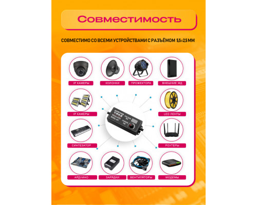 Блок питания универсальный 3-12V/5A 5,5*2,5 A5