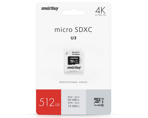 512GB microSDXC U3 V30 (SB512GBSDCL10U3-01) SMARTBUY