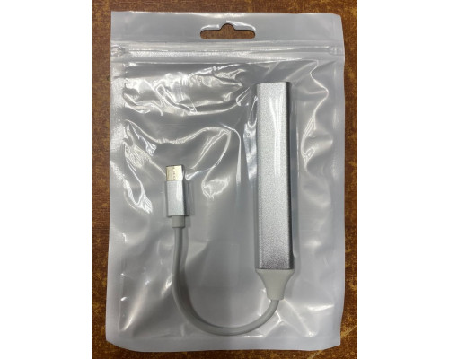 TYPE-C HUB разветвитель USB 2.0 QC072 SILVER 1PC/POLYBAG