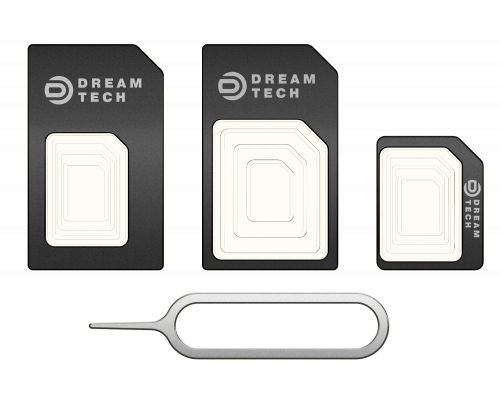 Адаптер симкарт E4 (нано, микро и стандарт) черный DREAM