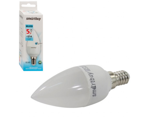 Светодиодная лампа C37-05W/4000/E14 холодный свет SMARTBUY