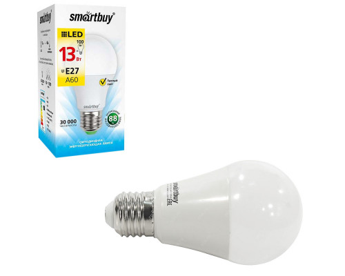 Светодиодная лампа A60-13W/3000/E27 теплый свет SMARTBUY