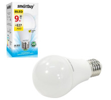 Светодиодная лампа A60-09W/3000/E27 теплый свет SMARTBUY