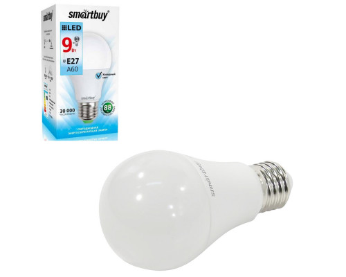 Светодиодная лампа A60-09W/4000/E27 холодный свет SMARTBUY
