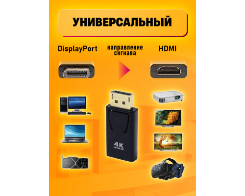 Адаптер DisplayPort вилка HDMI розетка 4K 30HZ HD80 1PC/POLYBAG