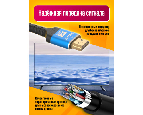 Кабель HDMI 2.1 8K M77 1.5M (19+1,OD6.0,CCS) 1PC/POLYBAG BLUE