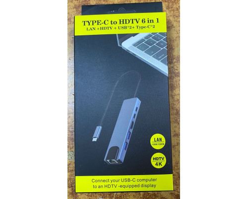 Type-C ХАБ MacBook HDMI +ETHERNET + TYPE-С + USB 3.0 HB43