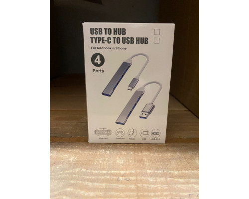 TYPE-C HUB 3.0 разветвитель  USB 2.0 QC07  GREY/WHITE 1PC/POLYBAG